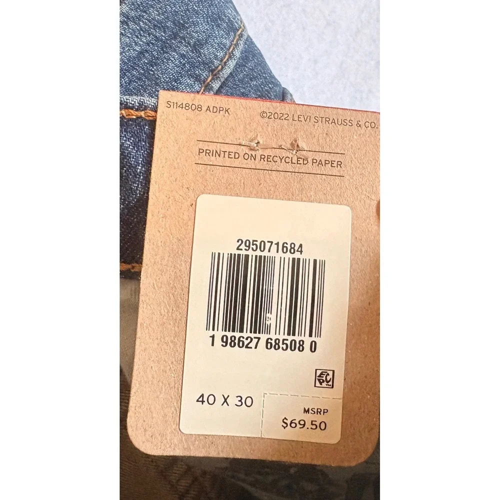 Levis 502 Taper Mens Jeans 40x30 Dark Wash Blue Stretch Denim NWT